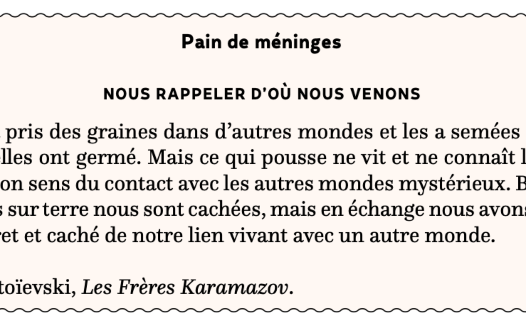 Nous rappeler d’où nous venons