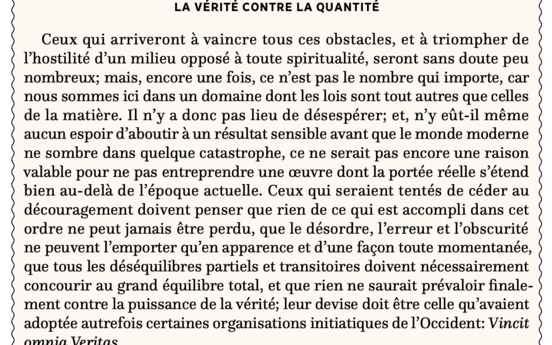 La vérité contre la quantité