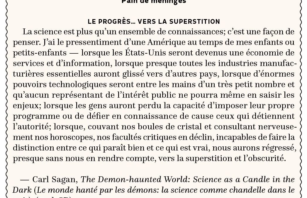 Le progrès… vers la superstition