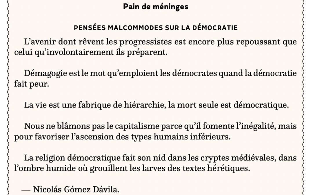 Pensées malcommodes sur la démocratie