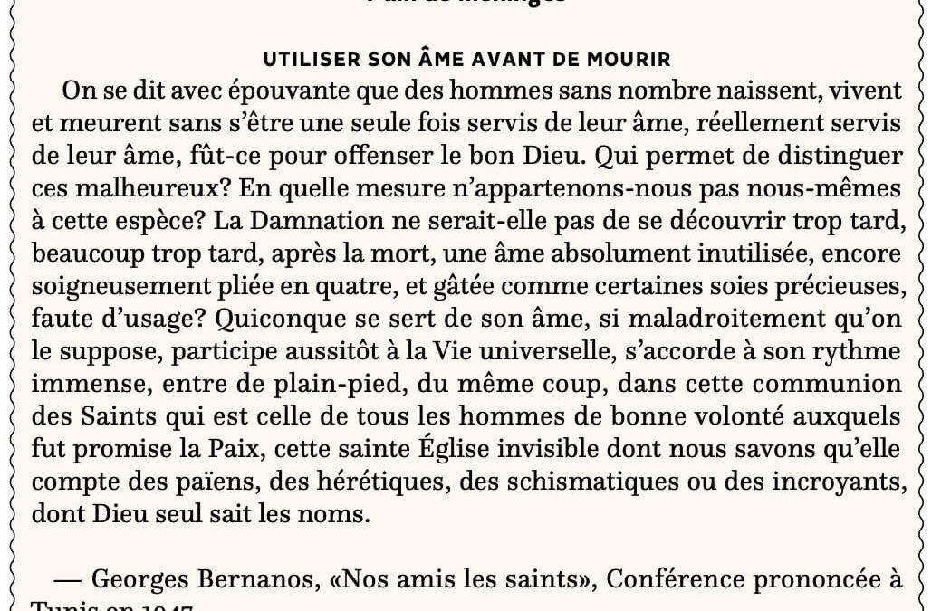 Utiliser son âme avant de mourir