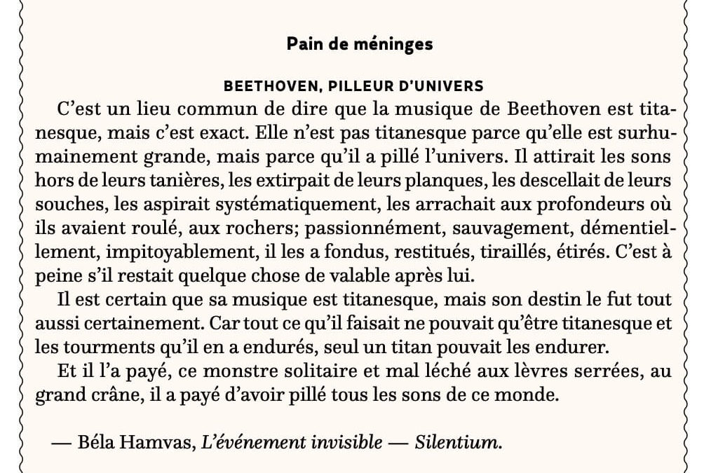 Beethoven, pilleur d’univers