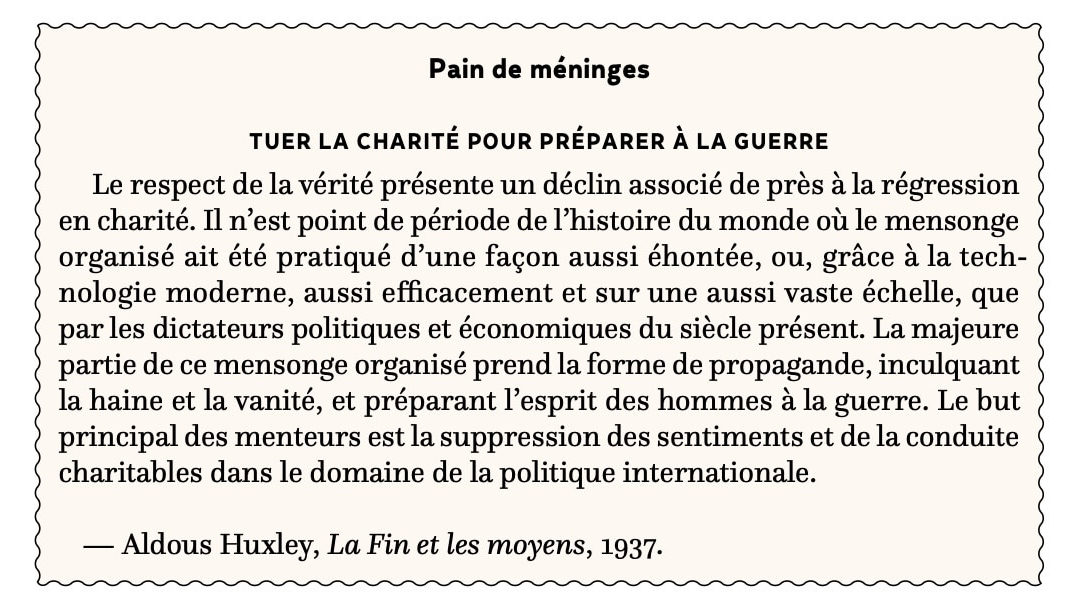 Tuer la charité pour préparer à la guerre