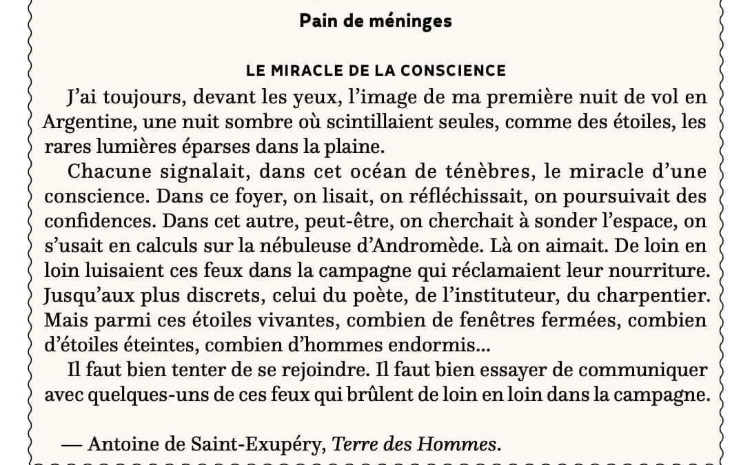 Le miracle de la conscience