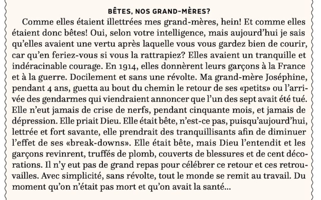 Bêtes, nos grand-mères?