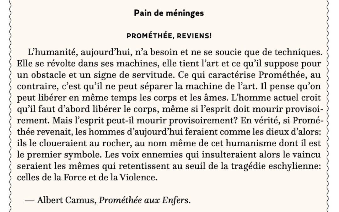 Prométhée, reviens!