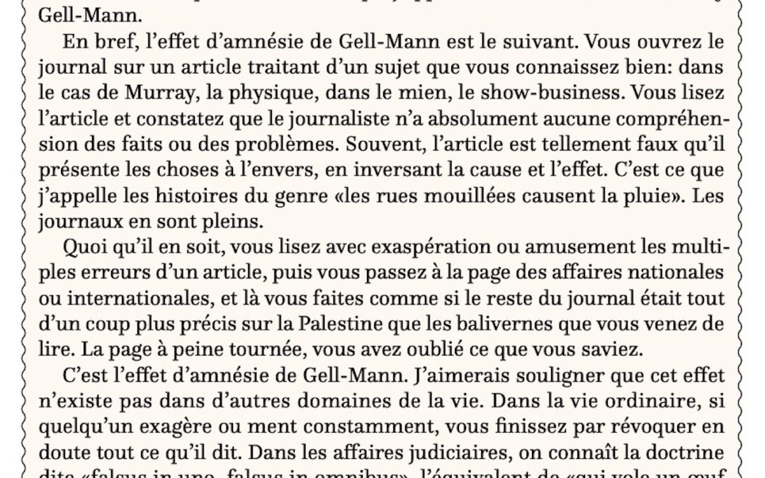 Cette étrange amnésie médiatique