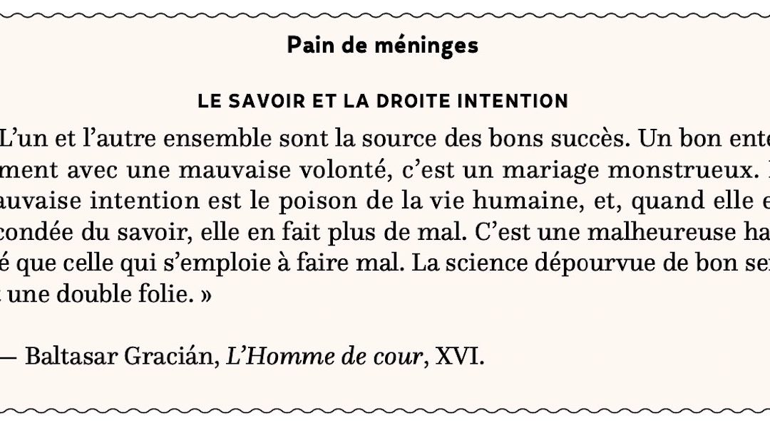 Le savoir et la droite intention