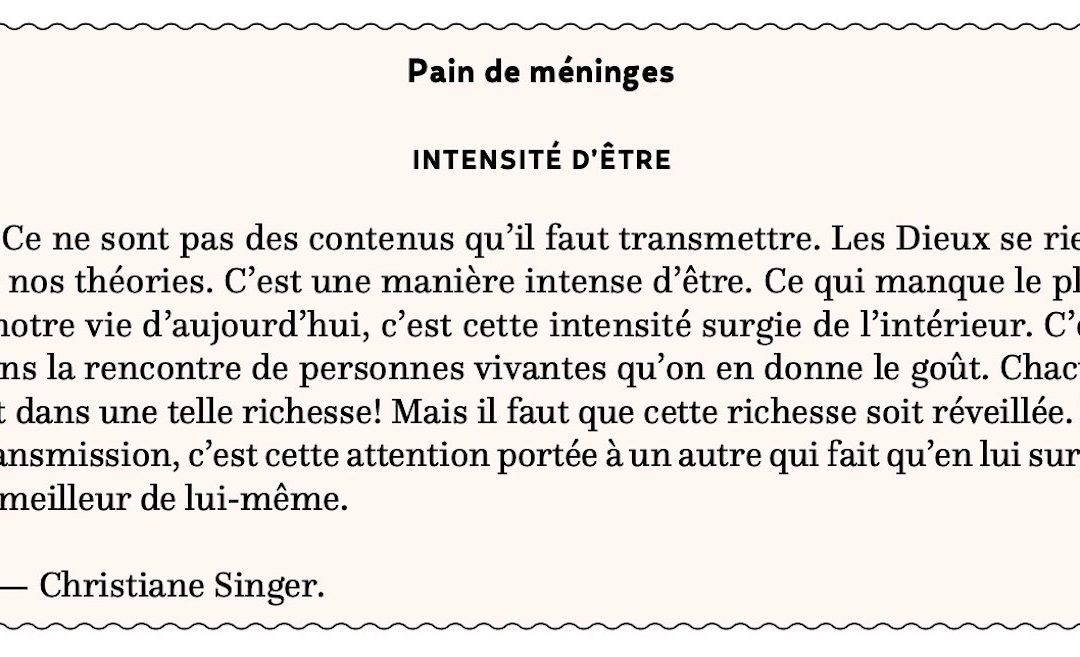 Intensité d’être