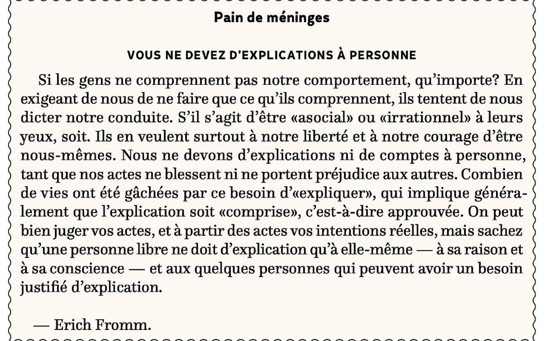 Vous ne devez d’explications à personne