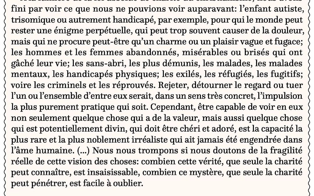 Le mystère irrationnel de la charité