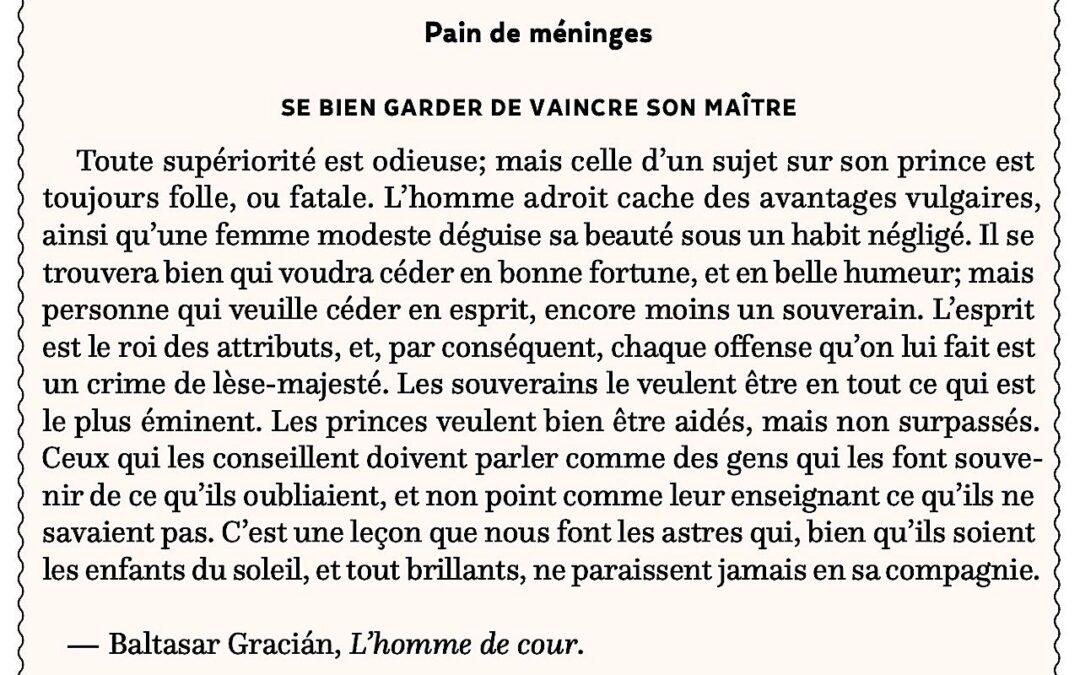 Se bien garder de vaincre son maître