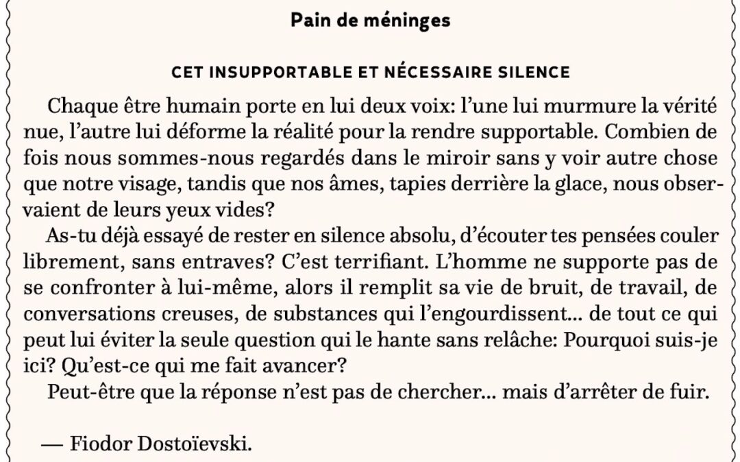 Cet insupportable et nécessaire silence