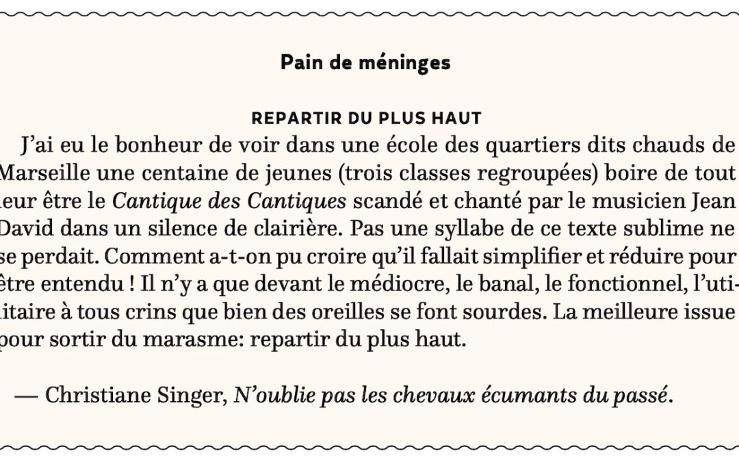 Repartir du plus haut