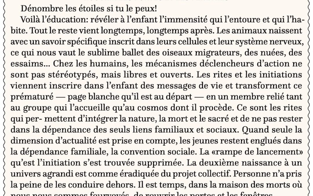 Rouvrir les portes et les fenêtres