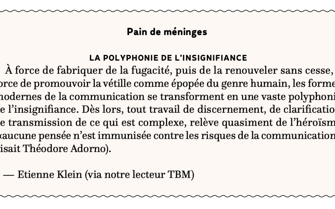 La polyphonie de l’insignifiance