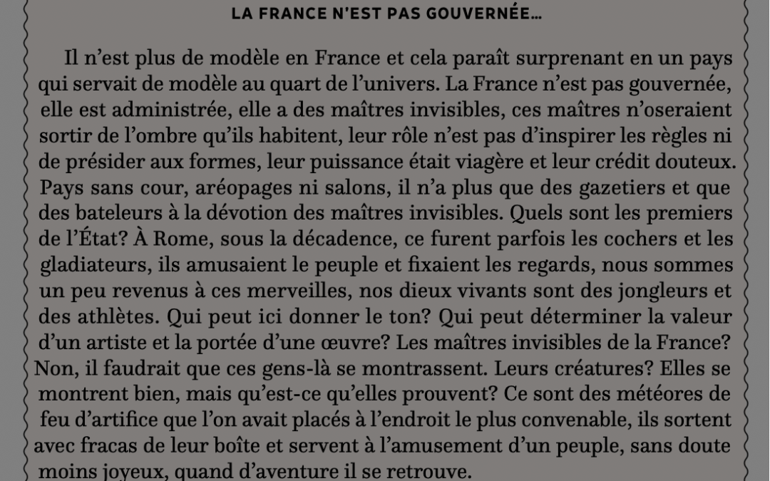 La France n&rsquo;est pas gouvernée…