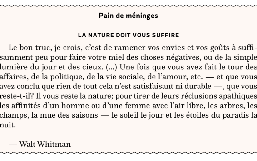 La nature doit vous suffire