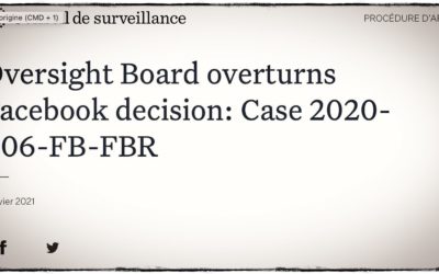 HCQ • Facebook tancé par son propre organe de surveillance