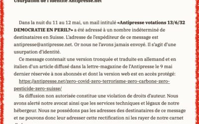 COMMUNIQUÉ • Usurpation de l’identité Antipresse